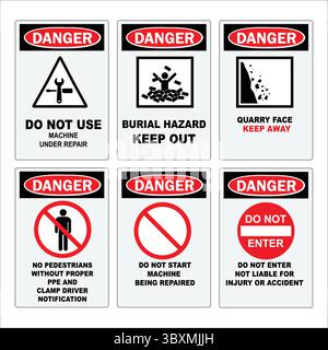 Set of Factory Safety Signs and icon vector illustration vol 03 Stock Vector