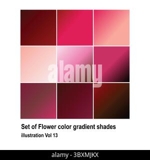 Set of Flower color gradient shades illustration Vol 13 Stock Vector
