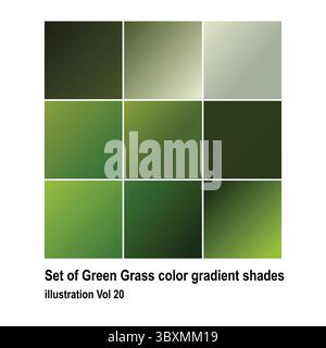 Set of Green Grass color gradient shades illustration Vol 20 Stock Vector