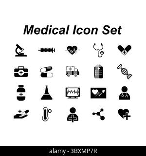 Set of Medical icon silhouette illustration on vector stock vol 01 Stock Vector