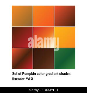 Set of Pumpkin color gradient shades illustration Vol 06 Stock Vector