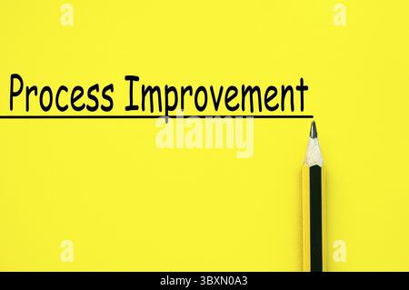 Process improvement text written on yellow paper background. Business improvement concept Stock Photo