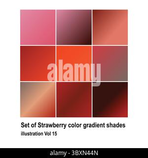 Set of Strawberry color gradient shades illustration Vol 15 Stock Vector