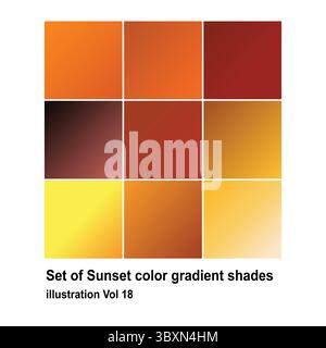 Set of Sunset color gradient shades illustration Vol 18 Stock Vector