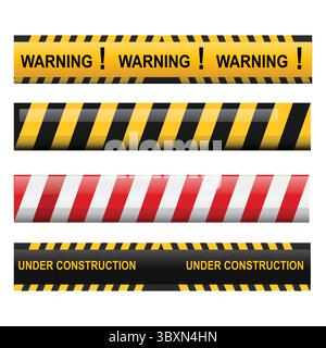 Set of Under construction and warning sign vector illustration Stock Vector