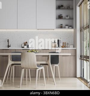 Modern kitchen interior, 3d rendering Stock Photo