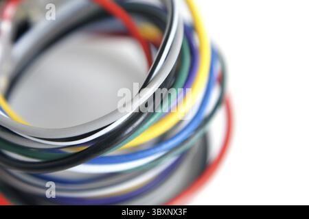 Multicolored computer cable on white background Stock Photo