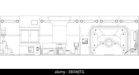 Futuristic, modular machine with robotic arms and precision components