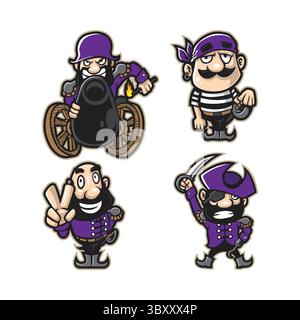 Pirates mascot logo design vector with modern illustration concept style for badge, emblem and t shirt printing. Smart pirates illustration mascot pac Stock Vector