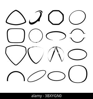Set to round shapes black silhouette Illustration Vol 01 Stock Vector