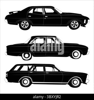 Silhouette of vintage car Illustration B Stock Vector