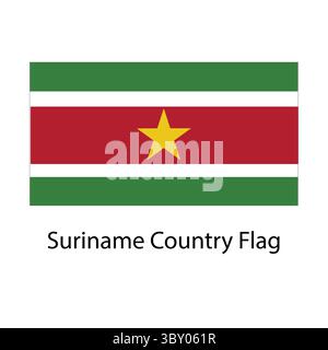 Suriname Country Flag hand drawing illustration vector-based drawing Stock Vector