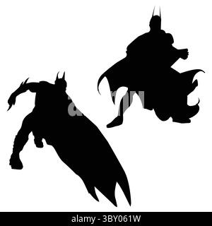 Superhero Silhouette Black Background Vol 5 Stock Vector