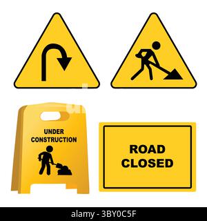 Traffic road repair barriers set safety barricade vector illustration Vol 04 Stock Vector