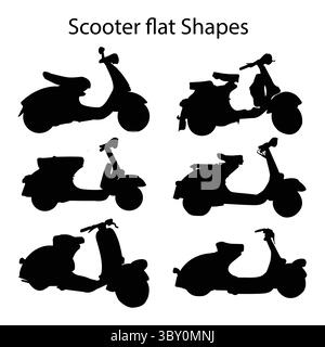 Vector simple silhouette shadow shape Scooter flat black emblem Stock Vector
