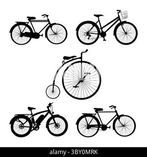 Vector simple silhouette shadow shape vintage and classic cycle flat black emblem Stock Vector