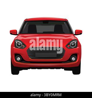 vector realistic 3d illustration red car with gradients and front view C Stock Vector
