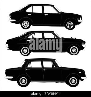 Vehicle car silhouette shape drawing Vol 07 Stock Vector