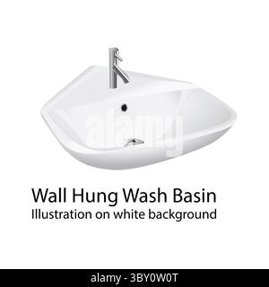 Wall Hung Wash Basin Illustration on white background Vol 01 Stock Vector