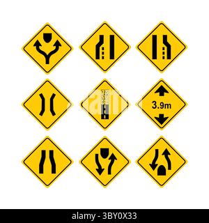 Warning Signs Road Safety Illustration vector-based drawing Stock Vector