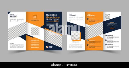 Trifold business brochure template design Stock Vector