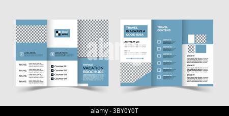 Travel business trifold brochure template design Stock Vector