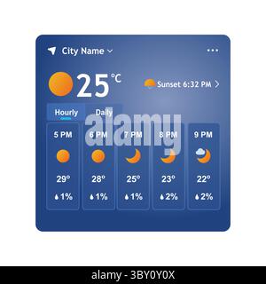 Weather forecast sheet hourly illustration Vol 01 Stock Vector