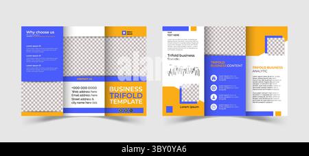 Business trifold brochure template with modern design Stock Vector