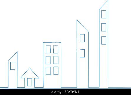 Cityscape continuous one line simple illustration. Eps 10 Stock Vector