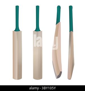 Willow Cricket Bat hand drawing illustration on vector based white background Vol 01 Stock Vector