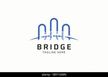 Abstract Linear Bridge Logo Business Construction Building Landmark Company Sign Symbol Stock Vector