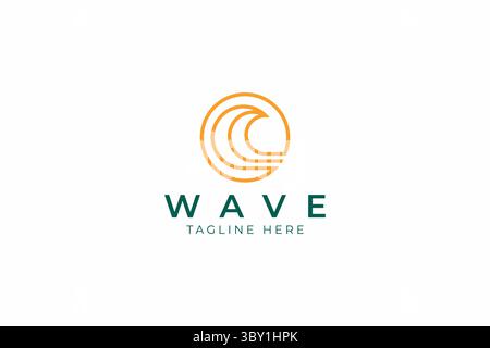 Wave Logo Icon Sea Linear Ocean Travel Beach Coast Surf Natural Stock Vector