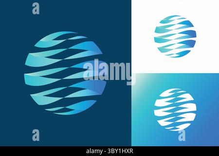 Abstract Circle Deep Blue Wave Pattern Logo Modern Concept Business Technology Stock Vector