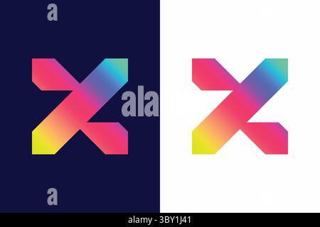 Letter X or Letter Z Modern Shape Logo Geometric with Gradient Color Branding Stock Vector