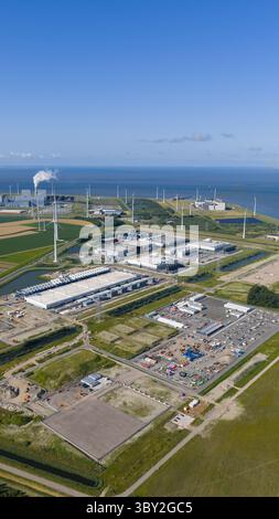 new constructed data center in the Eemshaven, Groningen, The Netherlands. Big tech, big data, cloud and internet infrastructure. Stock Photo