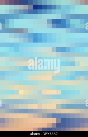 Blue beige gradient background, small pixel mosaic tile. Stock Photo