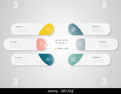 six part circular shape business modern infograph Stock Vector