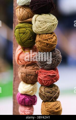 Balls of wool in different colours Stock Photo