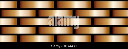 Golden circles geometric shapes on black background, seamless pattern. Stock Vector