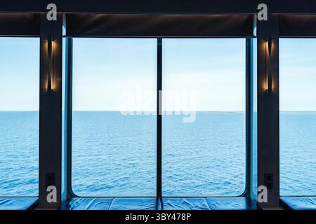 Denmark, Gedser, Baltic Sea, ferry to Gedser (Denmark), large window with sea view Stock Photo