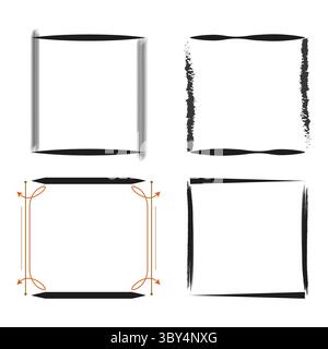 Square outline icon. Frame boundary symbol. Vector edge graphic. Black thin design. Stock Vector