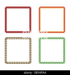 Patterned square borders. Triangle colorful shapes. Vector graphic frames. Decorative corner icons. Stock Vector