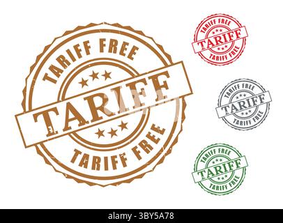 A Tariff Free Seal Bundle, Grunge Style Global Trade Exempt Vector Icons Stock Vector