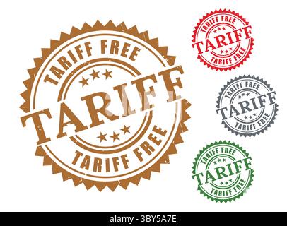 A Tariff Free Product Stamp Set, Grunge Style International Shipping Label Vectors Stock Vector