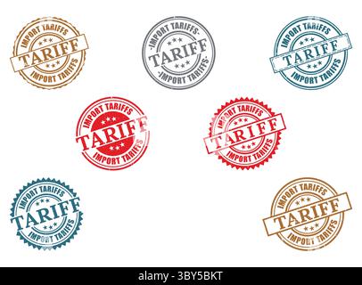A Import Tariffs Rubber Stamp Collection, Trade Duty Seal Vector Set Stock Vector