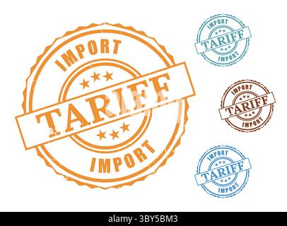 A Import Tariff Seal Bundle, Grunge Style Import Fee Vector Icons Stock Vector