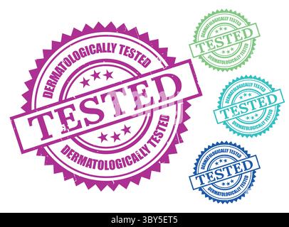 A Dermatologically Tested Label Pack, Grunge Rubber Sensitive Skin Product Stamp Design Stock Vector