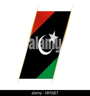 Libya flag in the form of a banner with waving effect and shadow. Modern vector design. Stock Vector