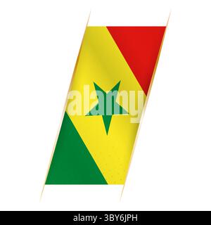 Senegal flag in the form of a banner with waving effect and shadow. Modern vector design. Stock Vector