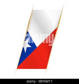 Chile flag in the form of a banner with waving effect and shadow. Modern vector design. Stock Vector